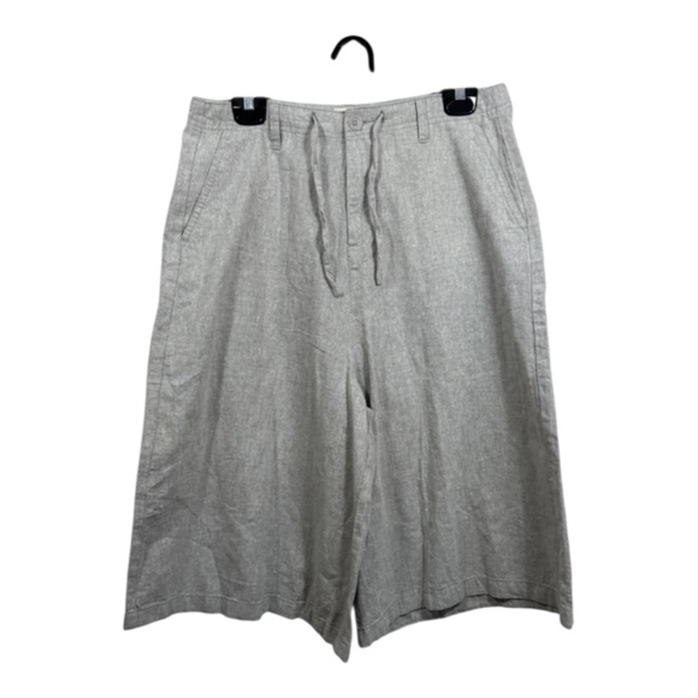Khakis Giordano Capris Womens Size 28 Gray Linen Blend Wide Leg Preppy Coastal